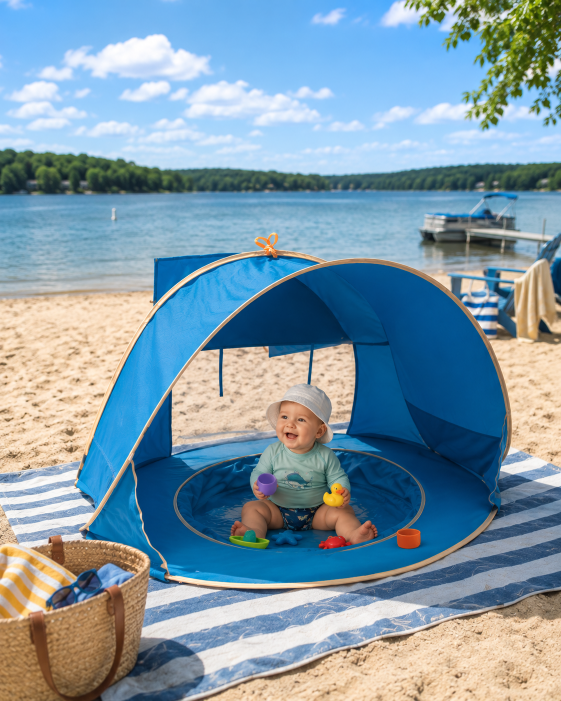 LittleShore Baby pop-up strandtelt med plaskebasseng