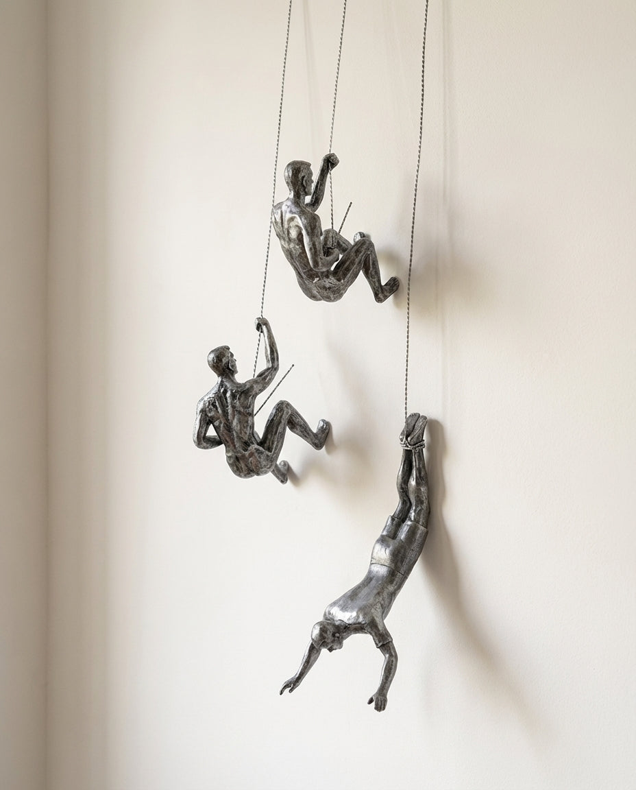Klatremann veggskulptur – 3-delers resin veggkunstsett