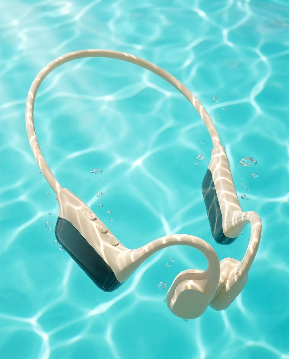 Vanntette svømmehodetelefoner | 32GB MP3 Bluetooth IPX8