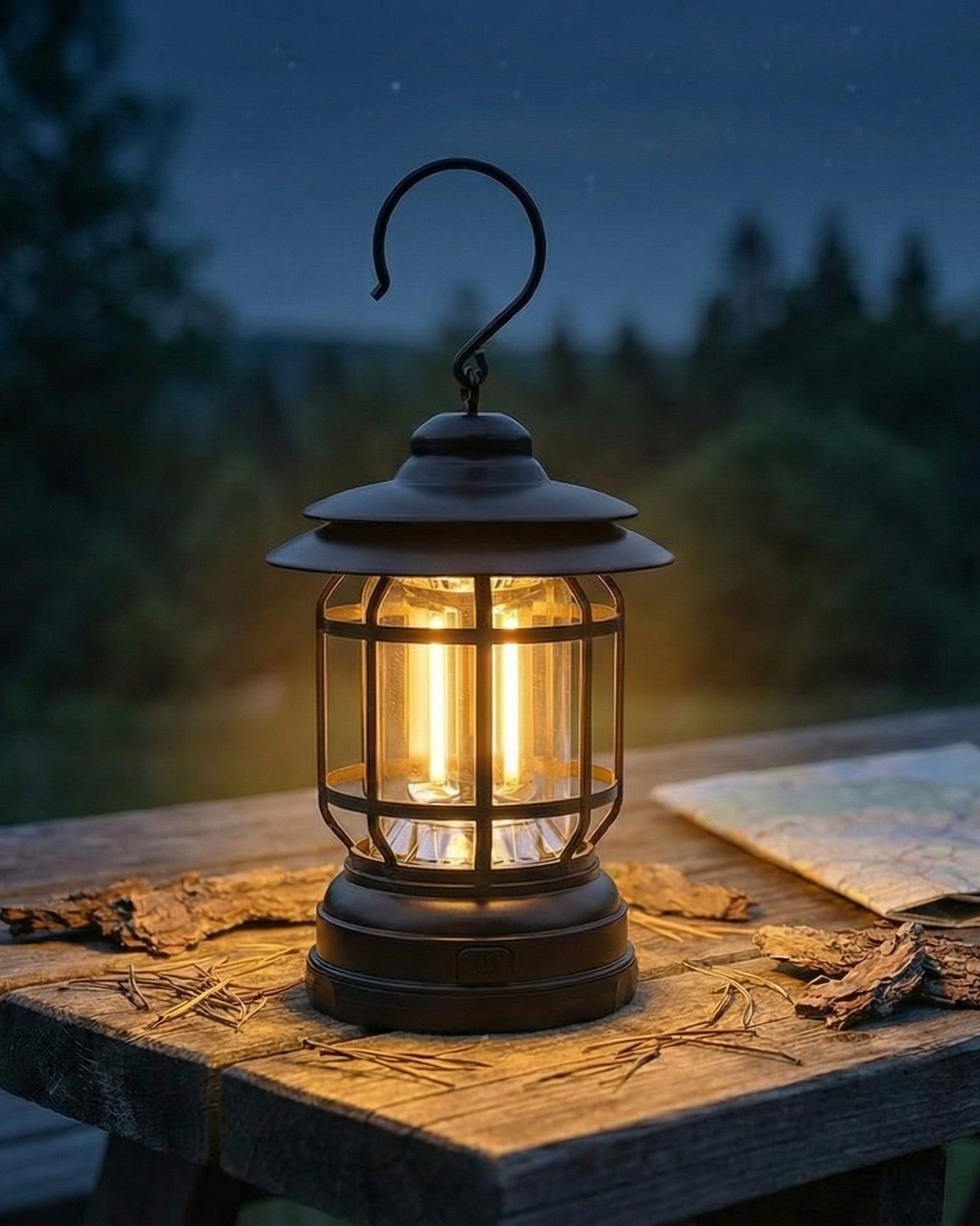 Retro campinglykt | Dempbar LED – USB-C og batteri