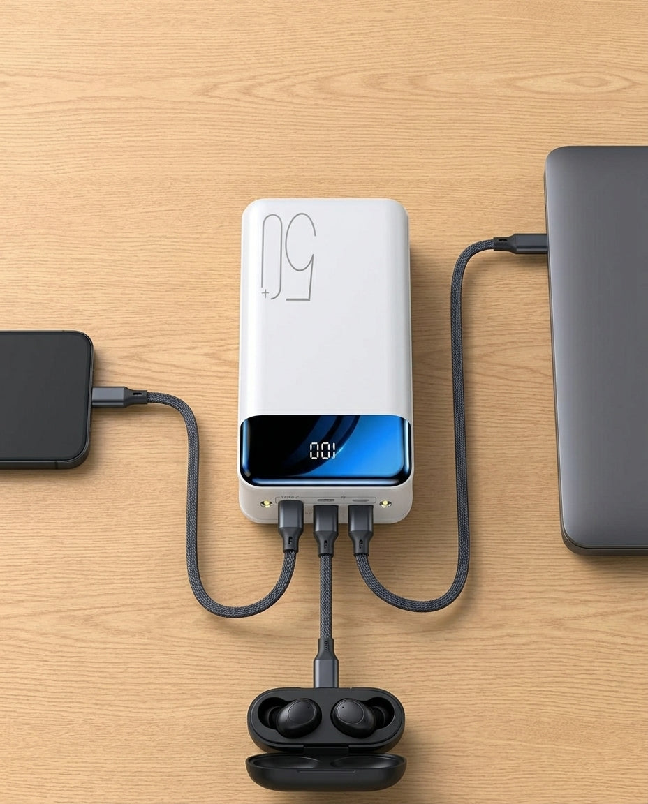 50 000 mAh powerbank | Hurtiglading – Mobil, nettbrett & laptop