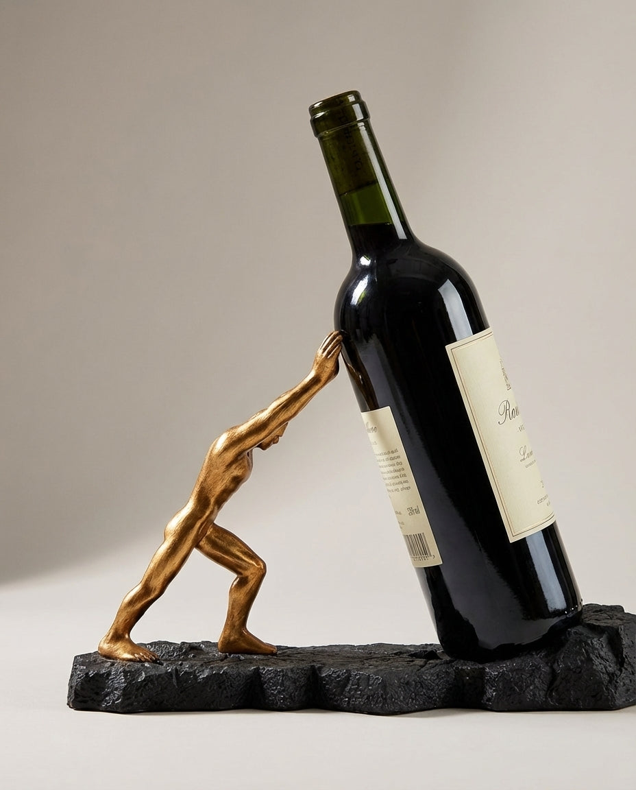 Vinflaskeholder – Skulpturell metallutstillingsstativ