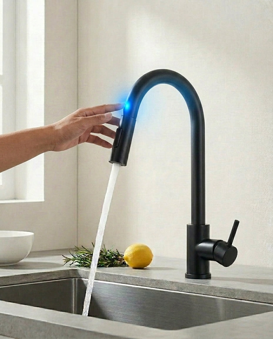 Beroeringsensorkran med uttrekkbar spray | SilkFlow Pro