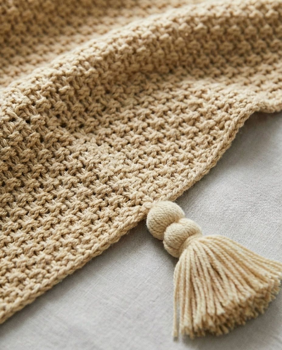 Strikket ullpledd med frynser | Nordic Warmth