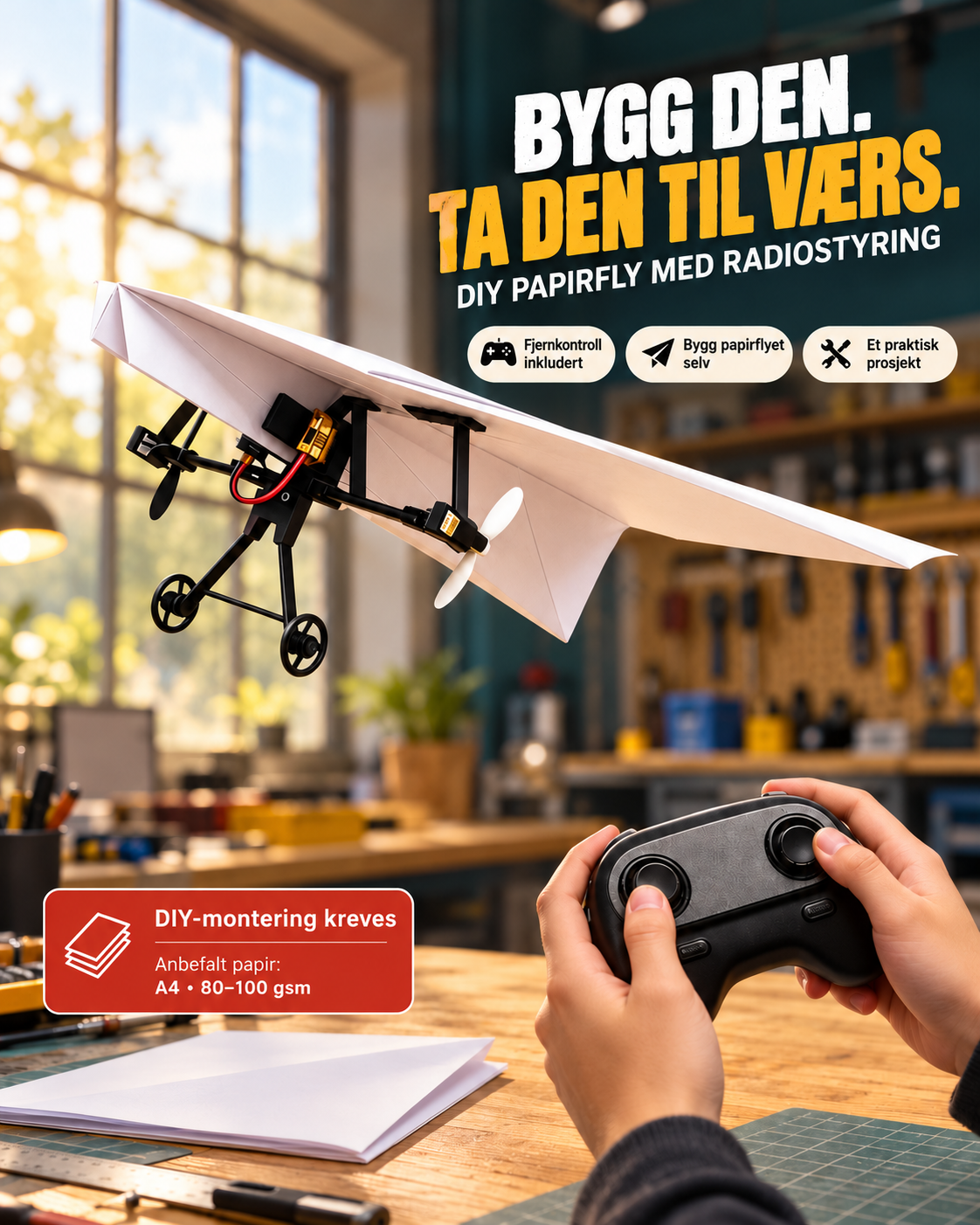AeroFold dobbeltpropellsett for papirfly