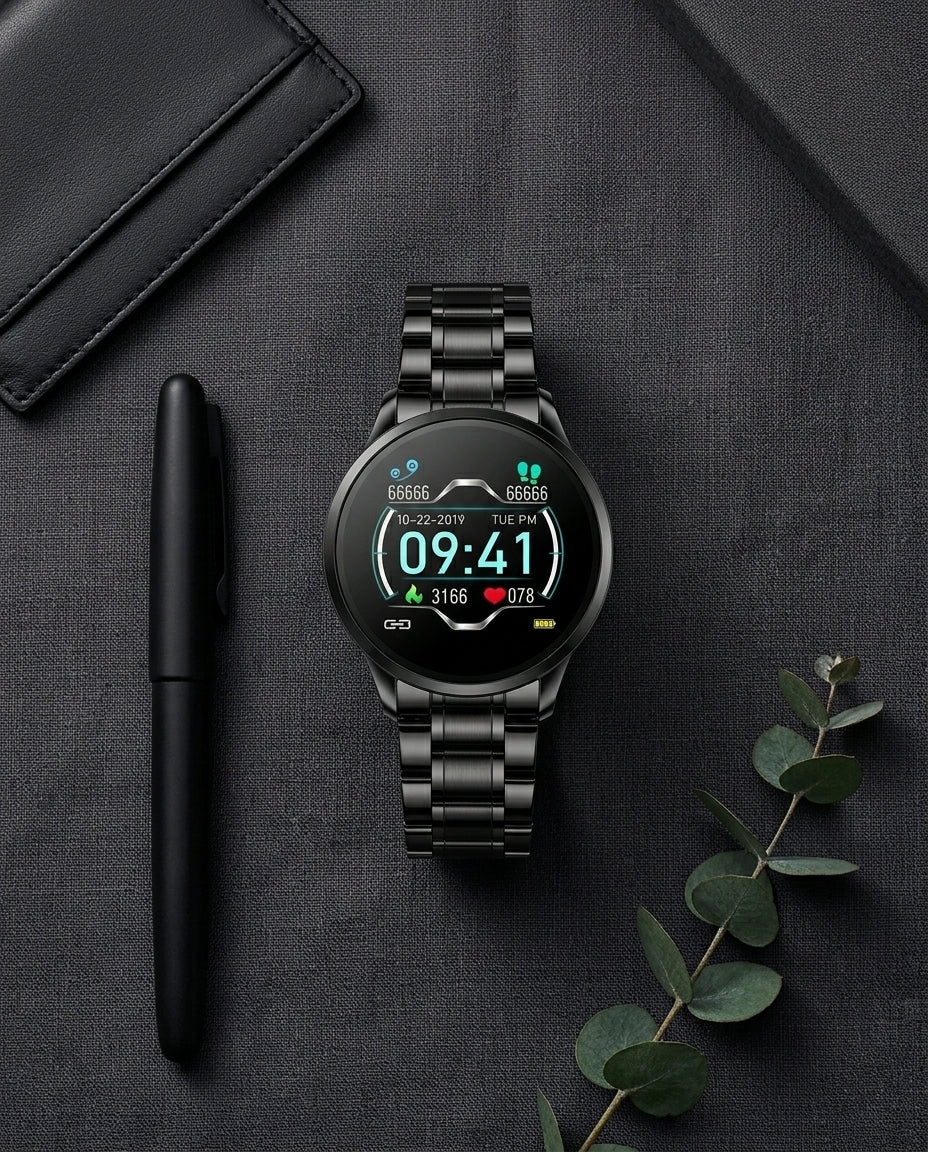 Klassisk Rund Smartklokke – Bluetooth | Apple & Android
