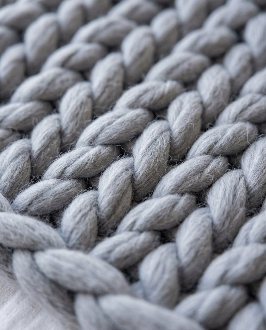 Chunky strikket pledd XL – Håndstrikket armstrikket teppe