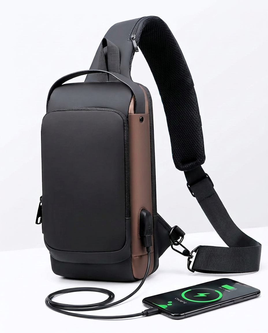 Tyverisikker crossbodyveske med USB-lading