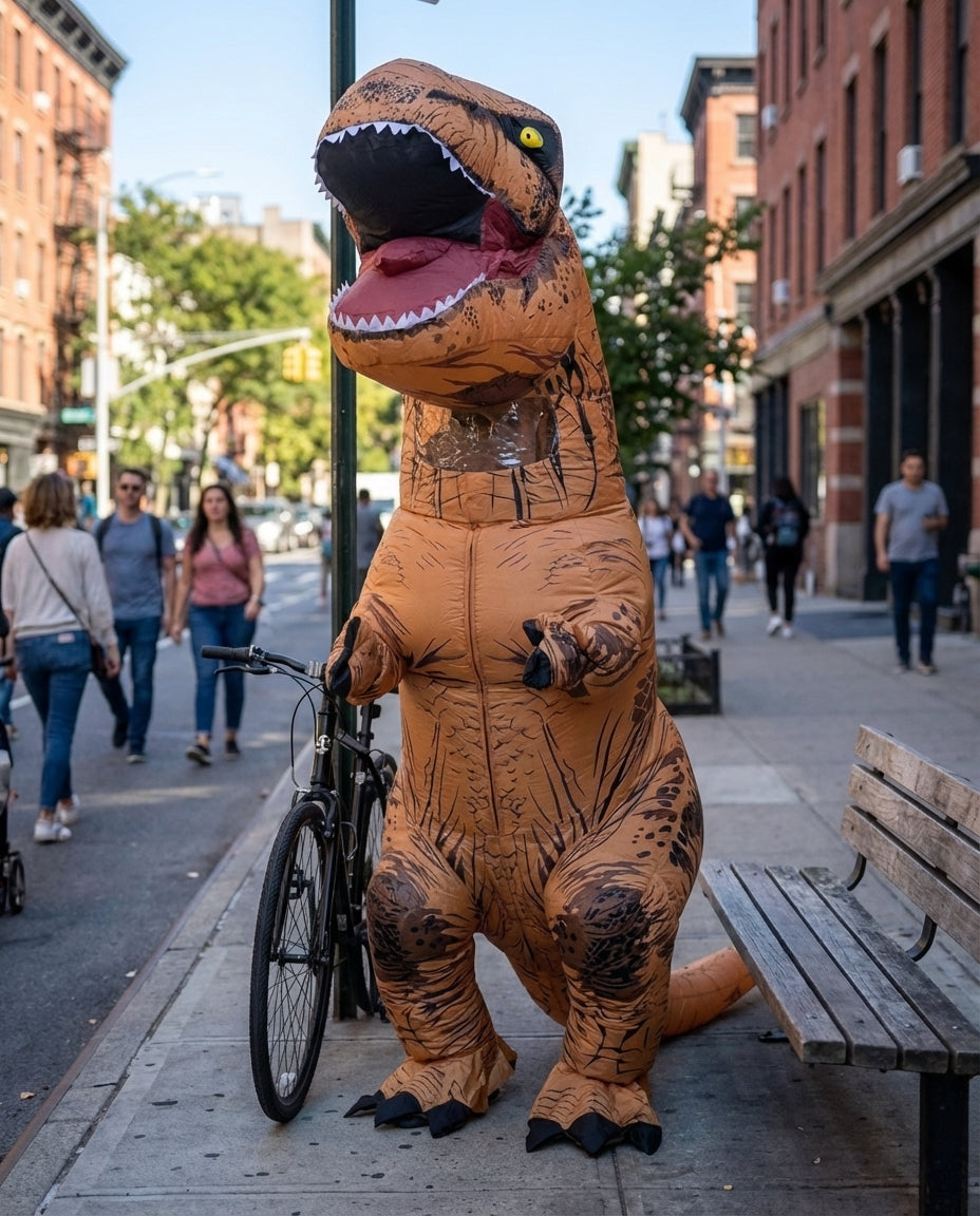 Oppblåsbart T-Rex-kostyme – Barn og voksne | 2 størrelser