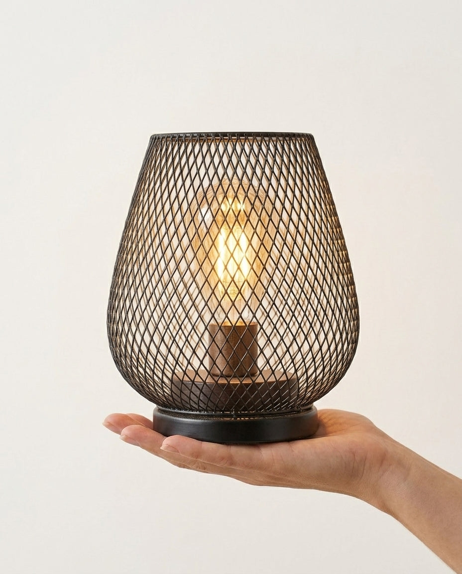 Bordlampe i nettdesign 2-pak | Mattsvart Vintagelys