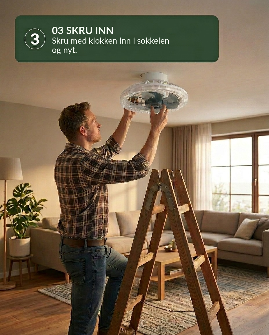 SilentBreeze AirGlow | 2-i-1 takvifte og belysning