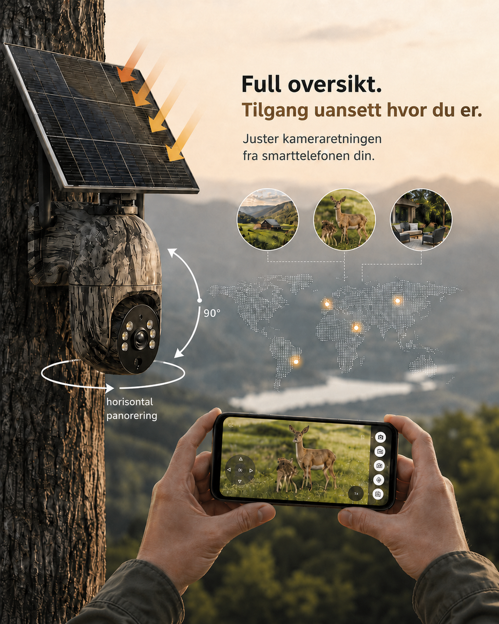 SolarWatch 360 Camo - Soldrevet trådløst overvåkningskamera