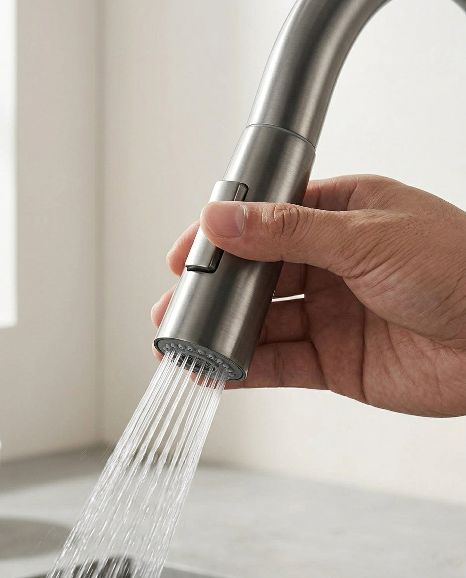 Beroeringsensorkran med uttrekkbar spray | SilkFlow Pro