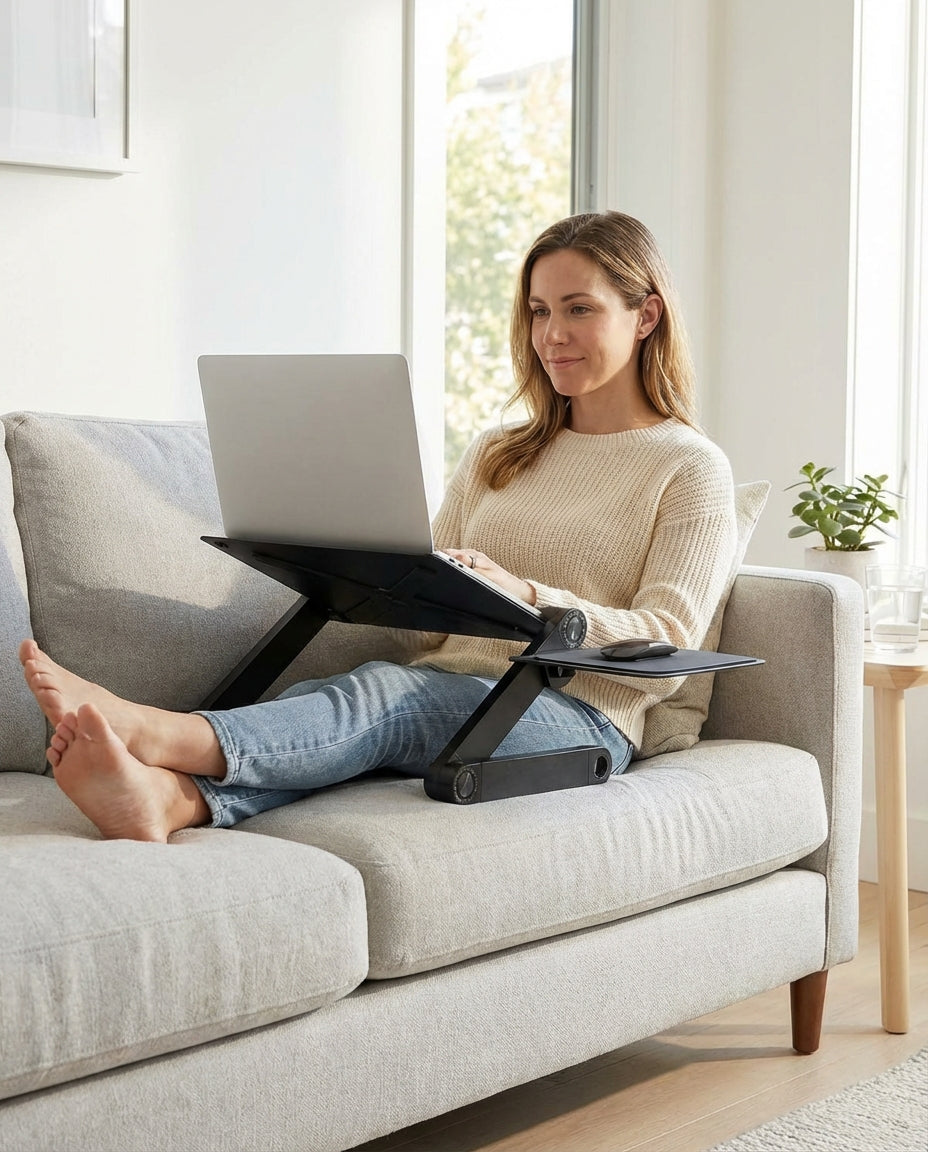 Justerbar laptop-stativ med musematte | OmniDesk Pro