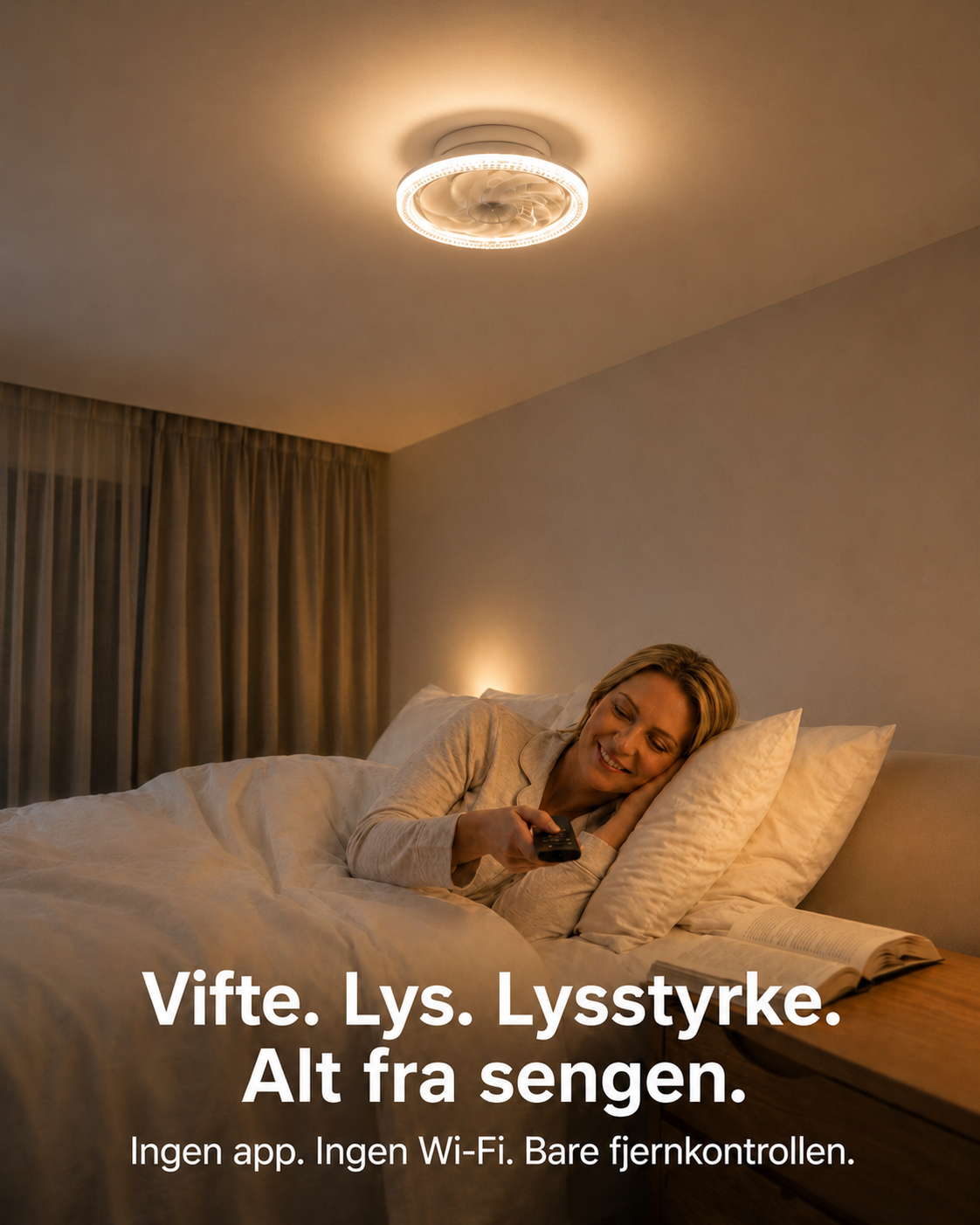 SilentBreeze AirGlow | 2-i-1 takvifte og belysning