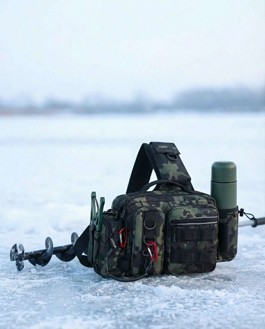 Fiske skulder- og midjeveske | Stangeholder fiskeutstyrsveske