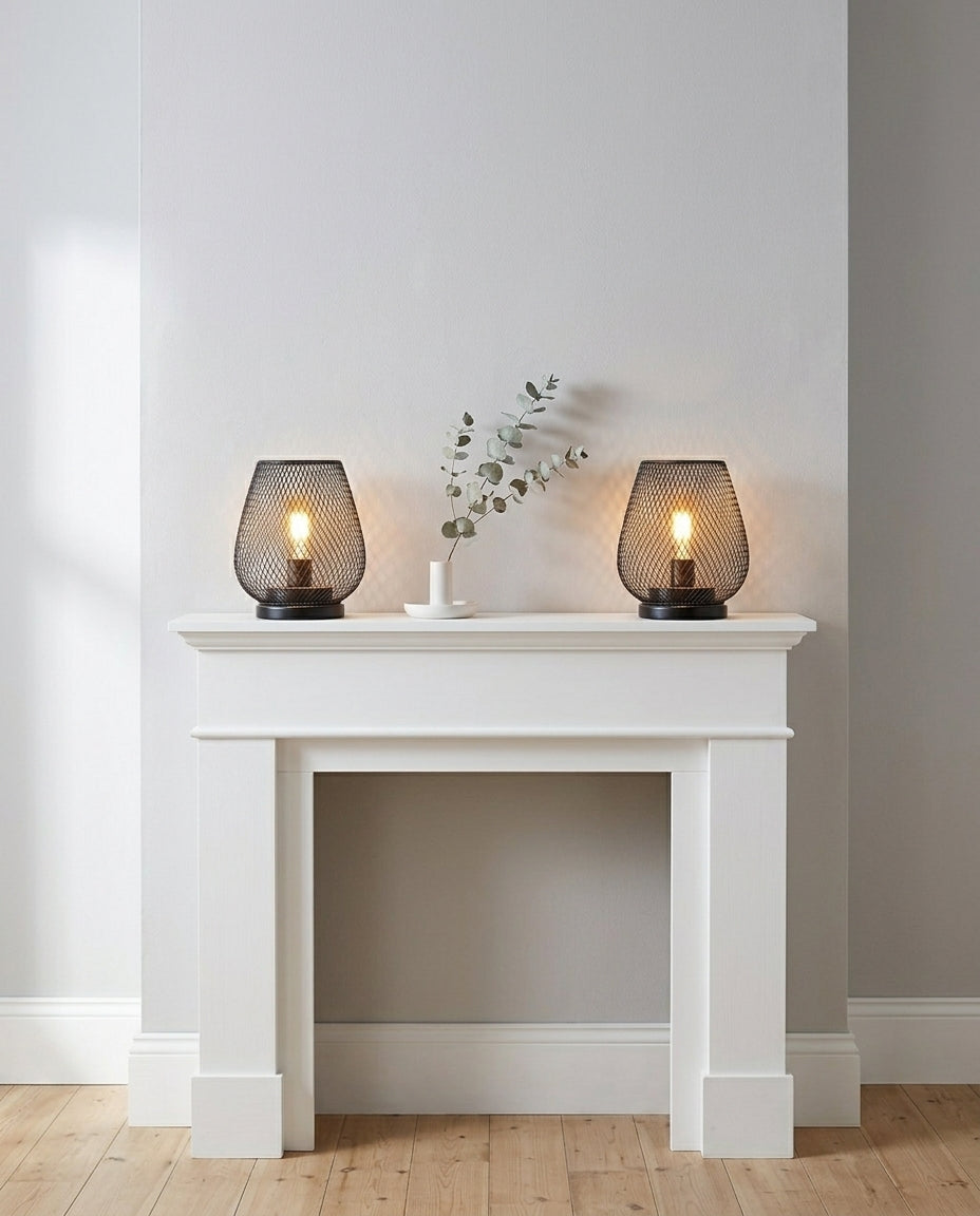 Bordlampe i nettdesign 2-pak | Mattsvart Vintagelys