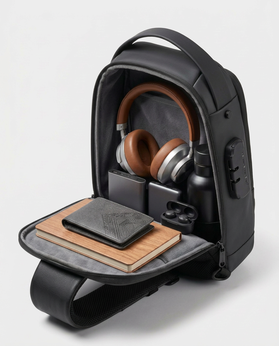 Tyverisikker crossbodyveske med USB-lading