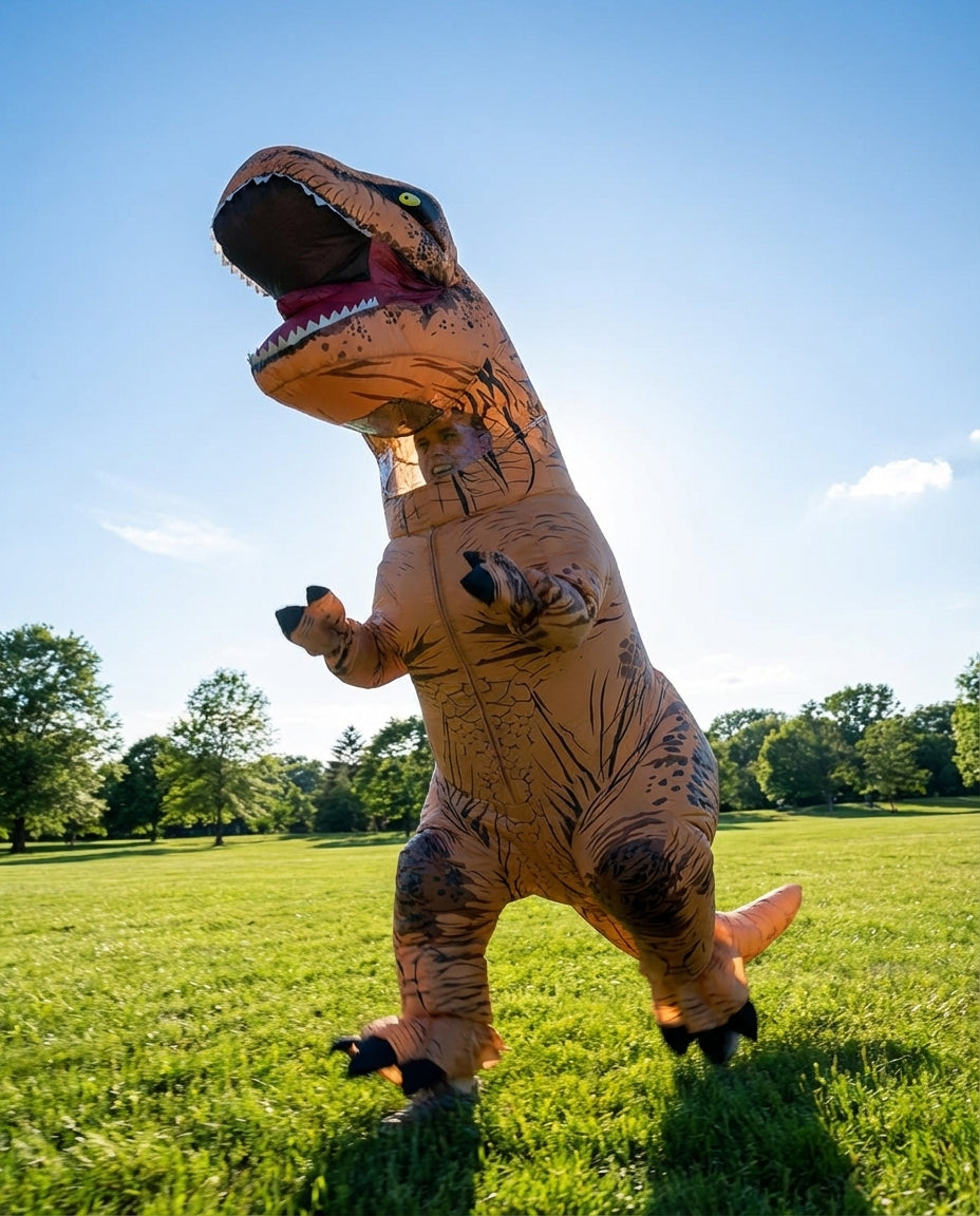 Oppblåsbart T-Rex-kostyme – Barn og voksne | 2 størrelser