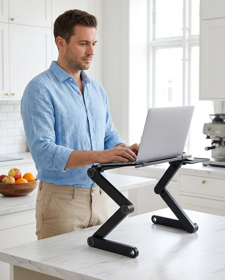 Justerbar laptop-stativ med musematte | OmniDesk Pro