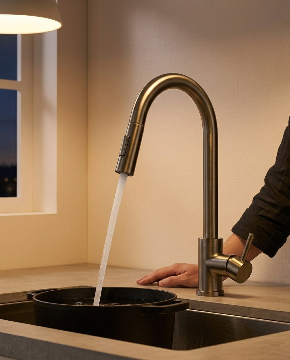 Beroeringsensorkran med uttrekkbar spray | SilkFlow Pro