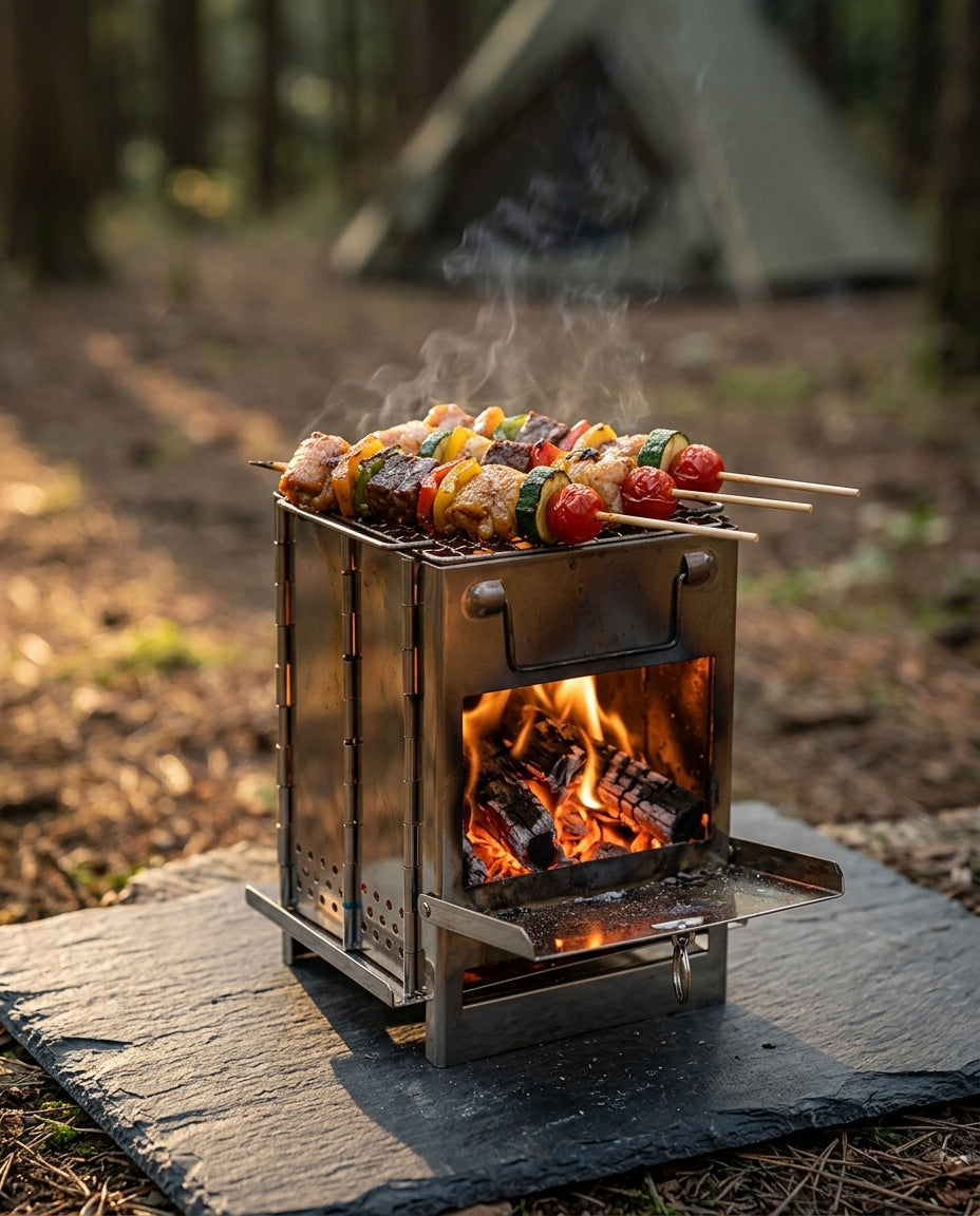 Foldbar Vedfyrt Campingkoker | Bærbar Utendørs Kokeenhet