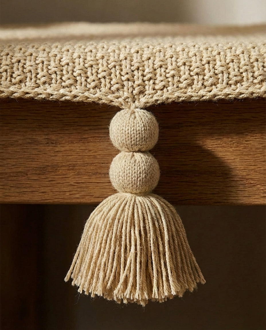 Strikket ullpledd med frynser | Nordic Warmth