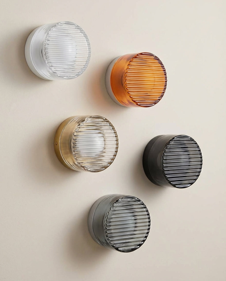 Rund Glassvegglampe – Riflet LED-belysning