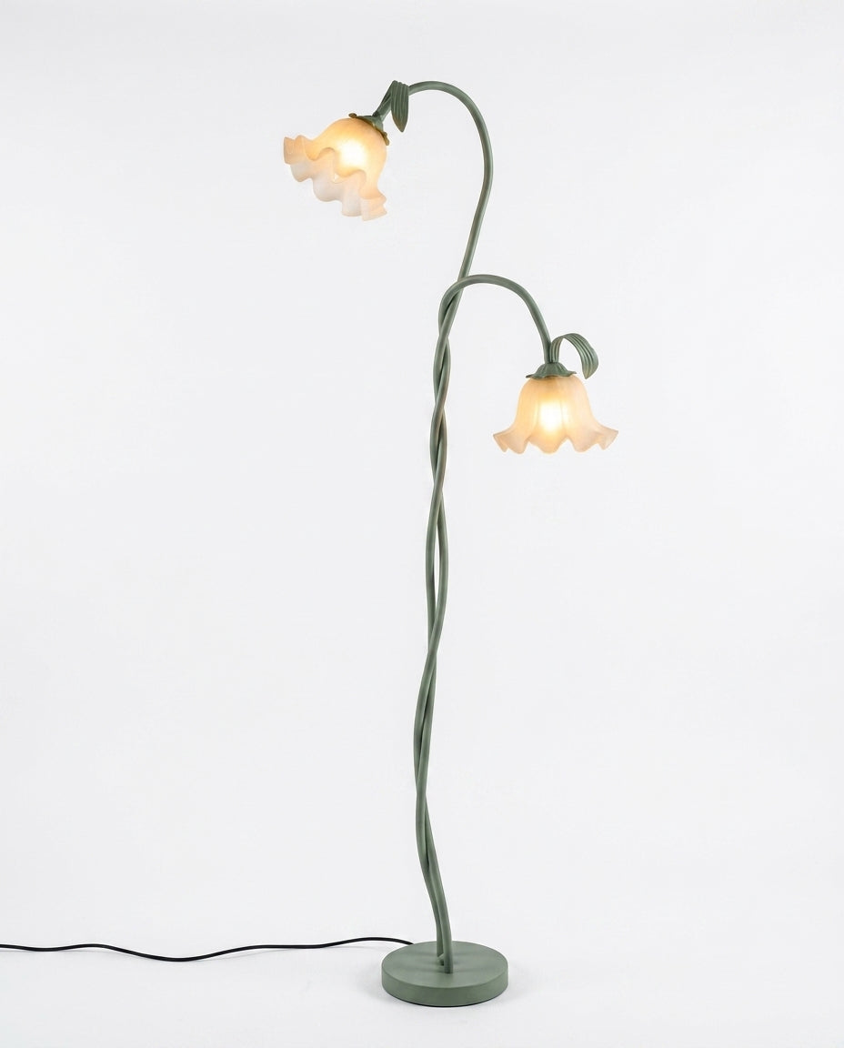 LED-gulvlampe blomsterdesign | Mattegrønn finish