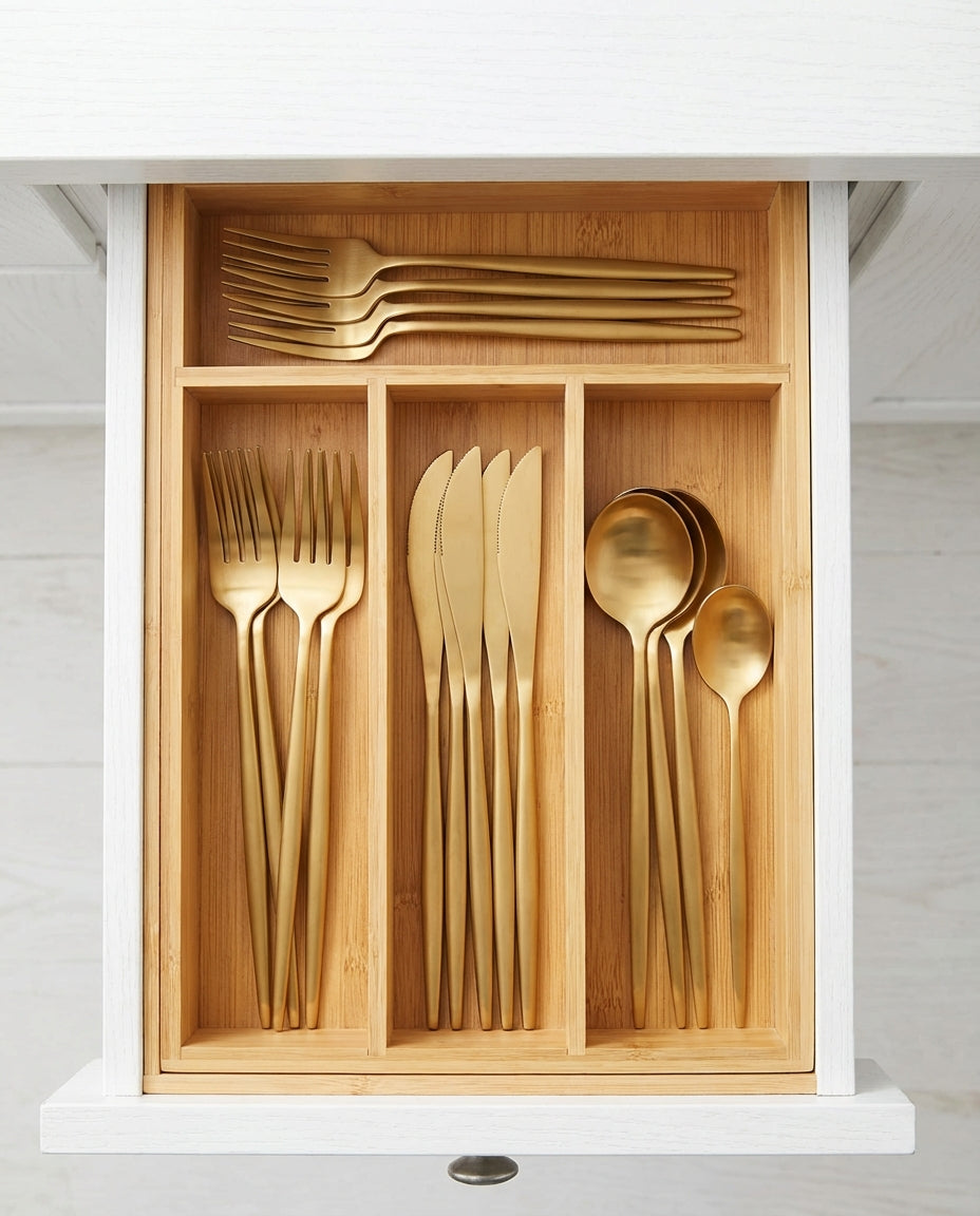 Minimalistisk Bestikk – Mattlakkert Bestikk for 4–16 Pers