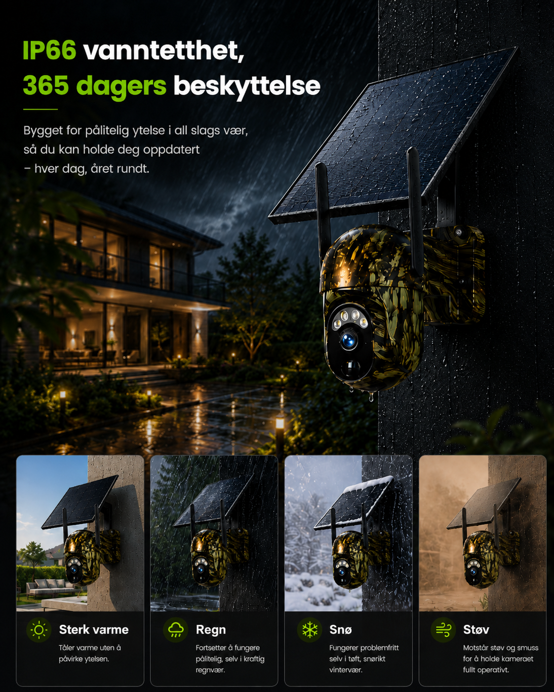 SolarWatch 360 Camo - Soldrevet trådløst overvåkningskamera