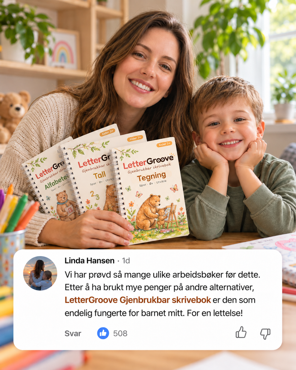 LetterGroove – gjenbrukbart sett for skrivetrening