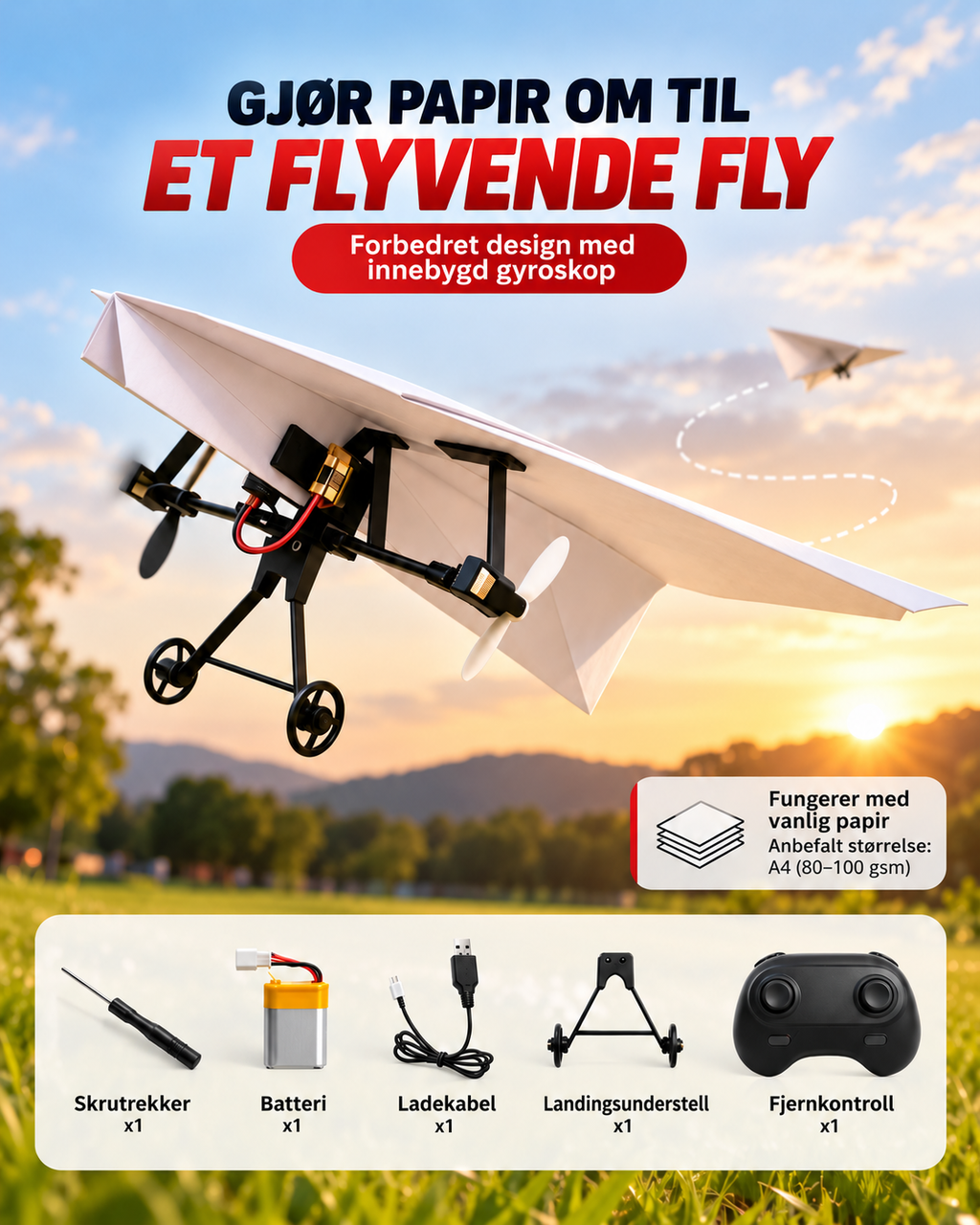 AeroFold dobbeltpropellsett for papirfly