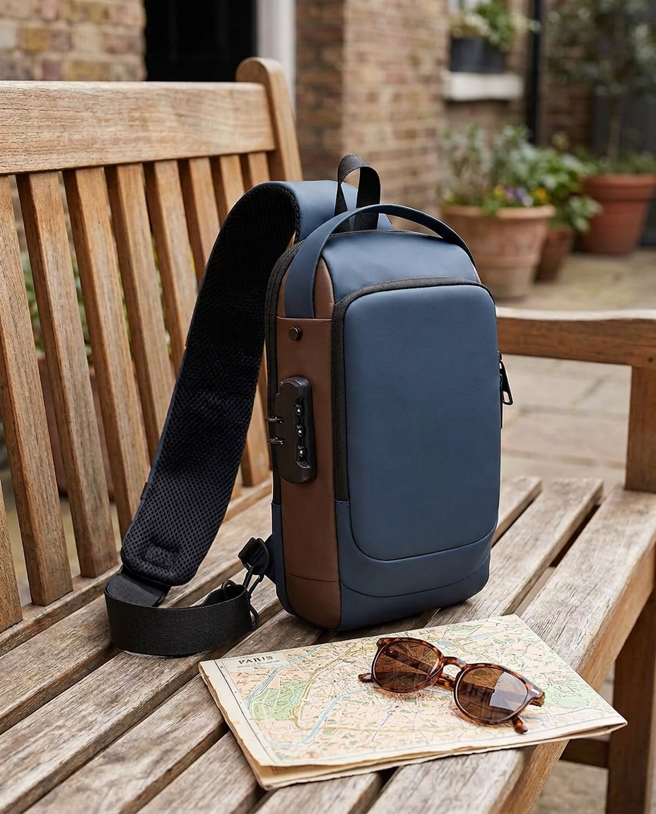 Tyverisikker crossbodyveske med USB-lading