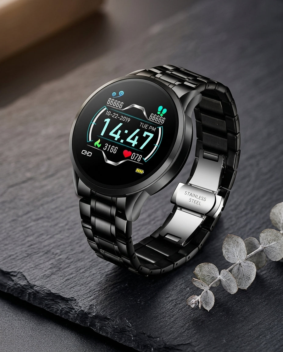 Klassisk Rund Smartklokke – Bluetooth | Apple & Android