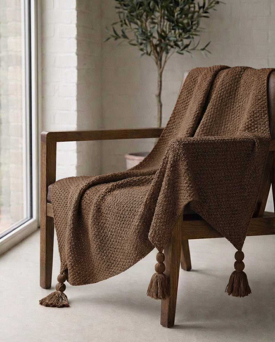 Strikket ullpledd med frynser | Nordic Warmth