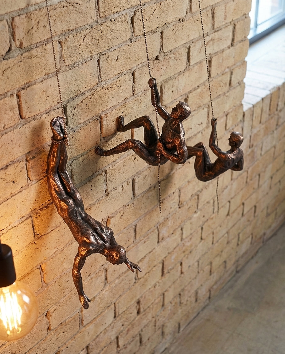 Klatremann veggskulptur – 3-delers resin veggkunstsett