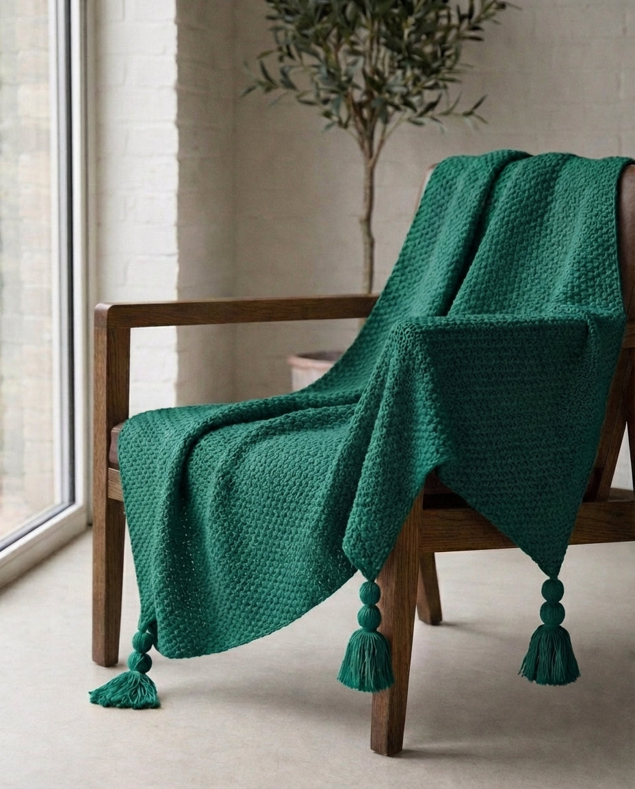 Strikket ullpledd med frynser | Nordic Warmth