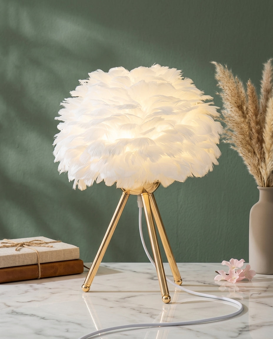 Fjærlampe | Plume – Bordlampe med Stativ