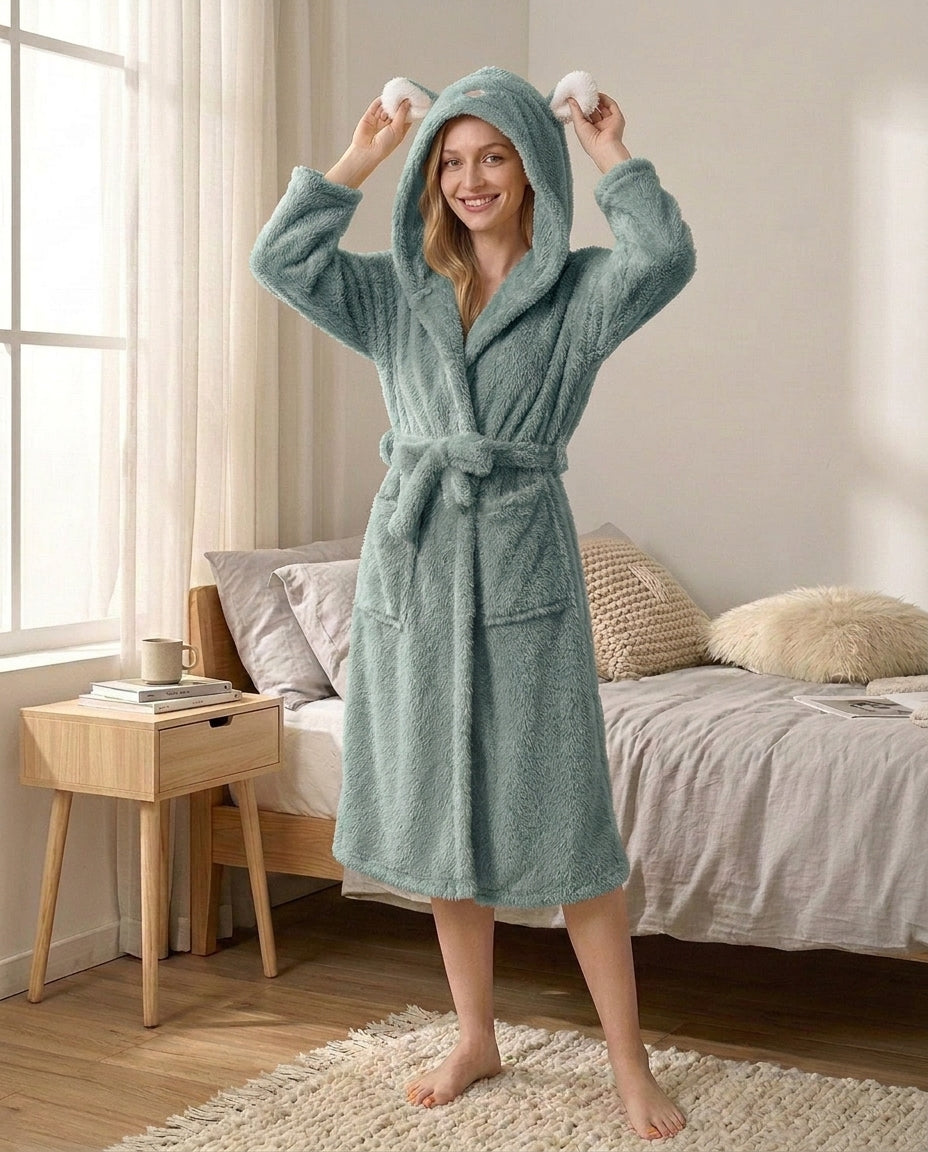 Badekåpe med hette – myk kaninøre-design