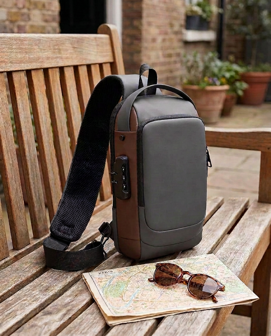 Tyverisikker crossbodyveske med USB-lading