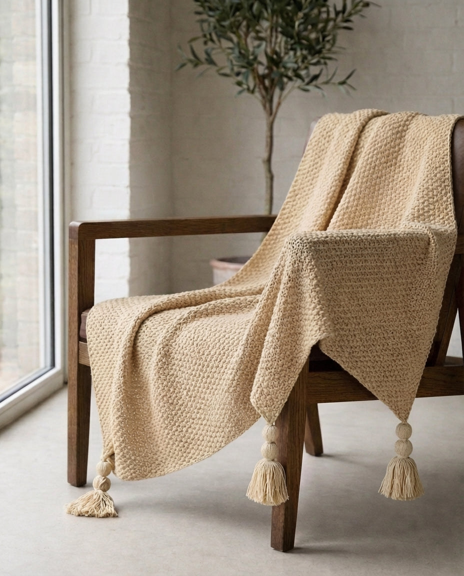 Strikket ullpledd med frynser | Nordic Warmth