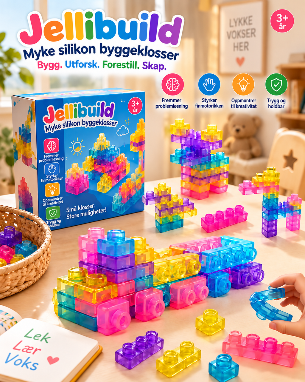 Jellibuild myke sensoriske silikonklosser