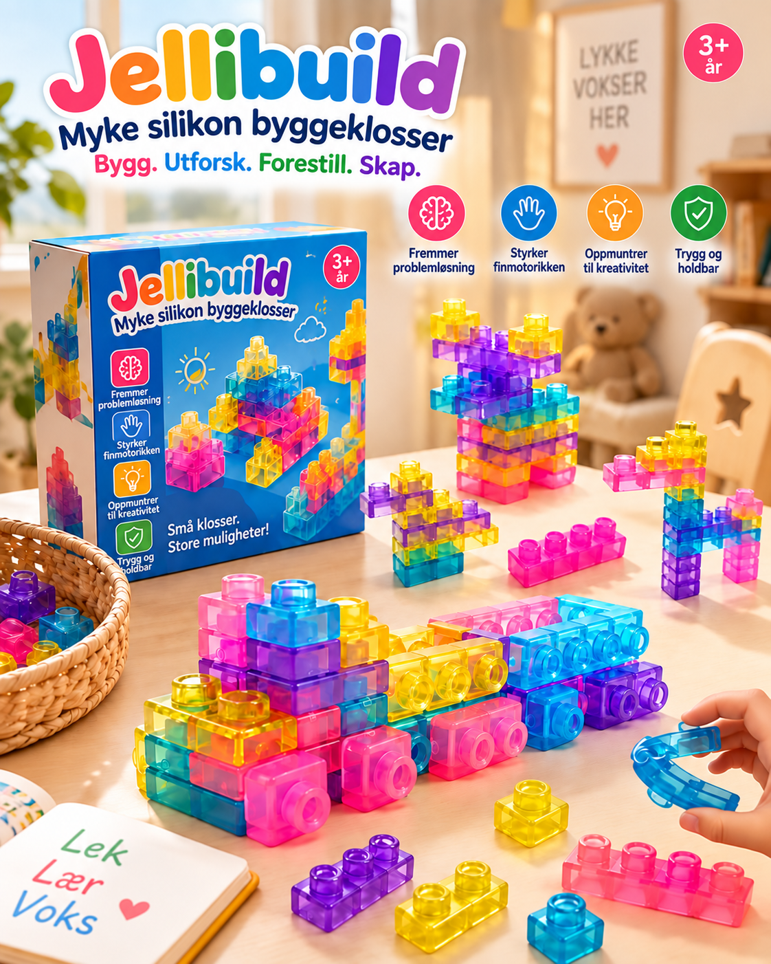 Jellibuild myke sensoriske silikonklosser