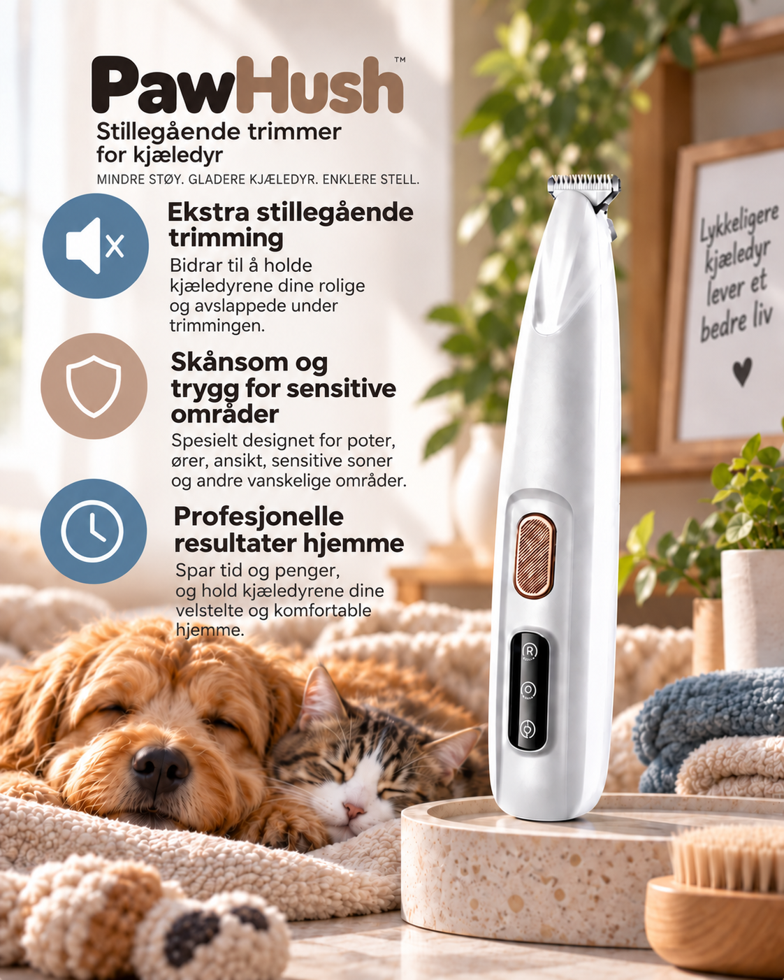 PawHush – Trådløs pelstrimmer