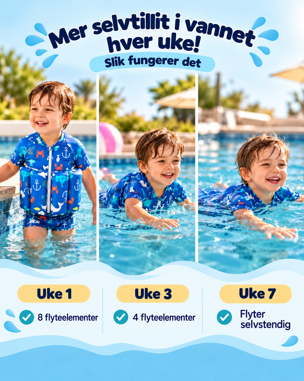 Little Kicks Progressiv Svømmedrakt Med Flottører
