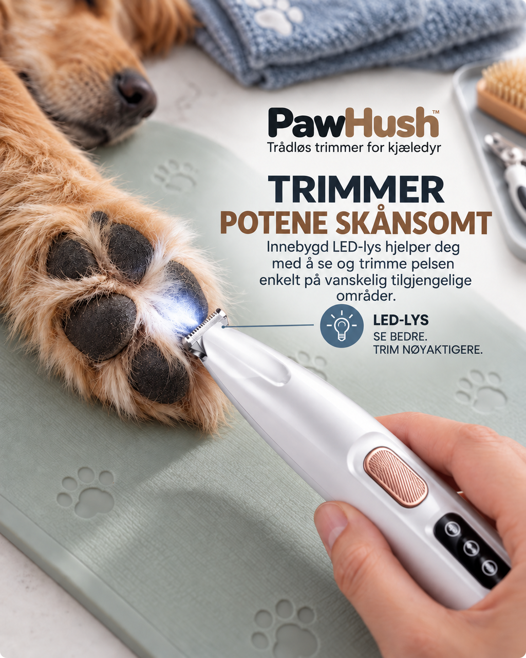 PawHush – Trådløs pelstrimmer