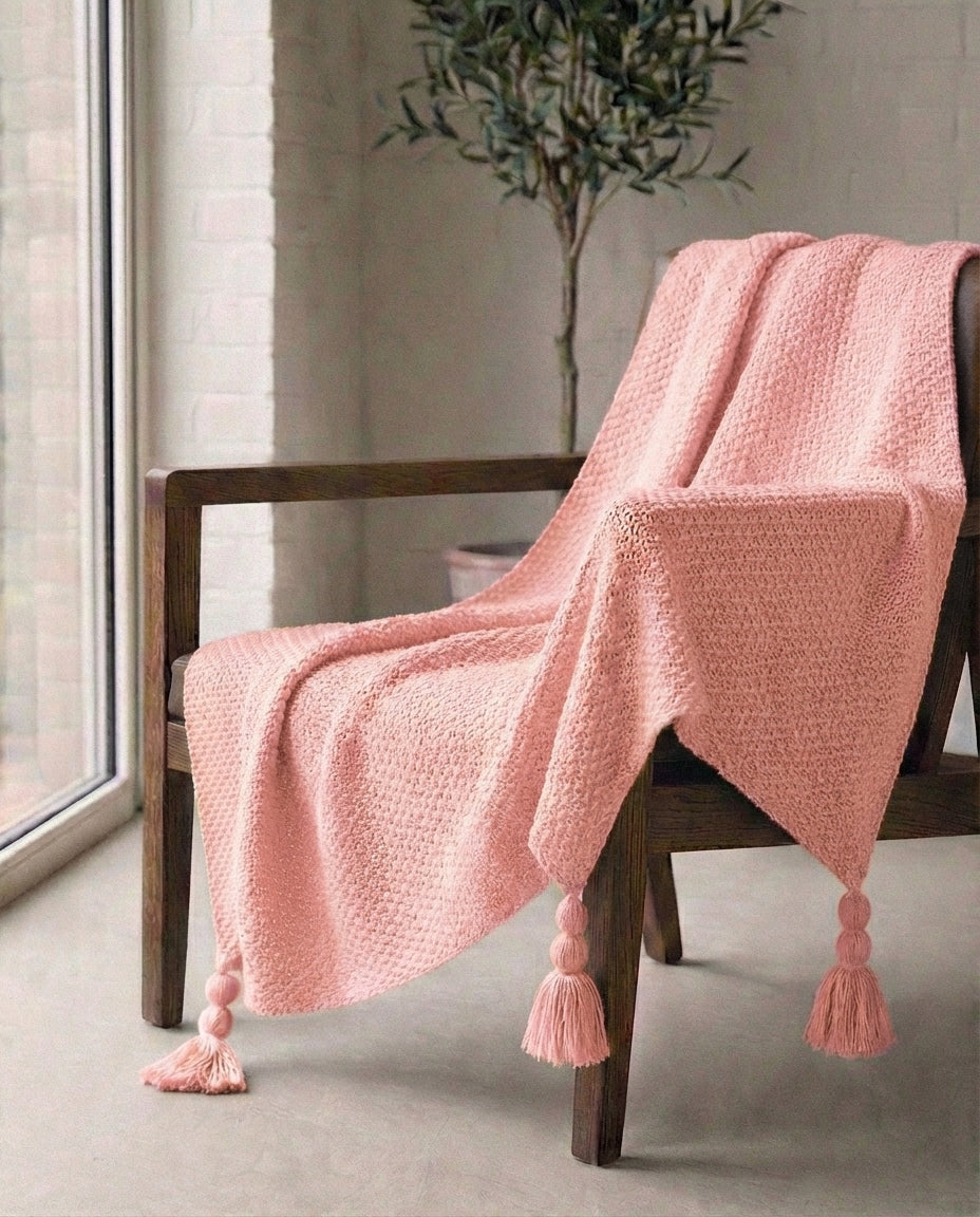 Strikket ullpledd med frynser | Nordic Warmth