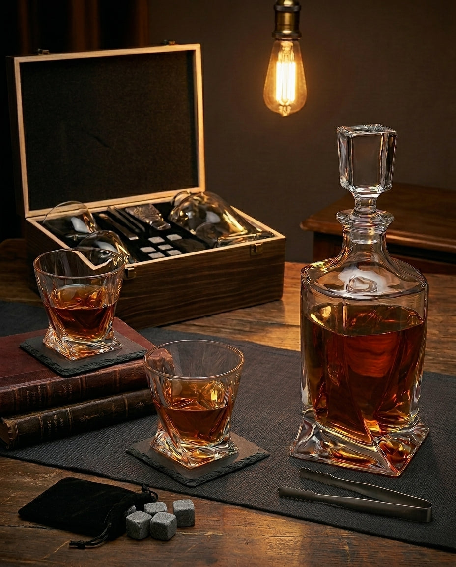 Krystallwhisky-Set | Karaffel og Glass – Gaveesske