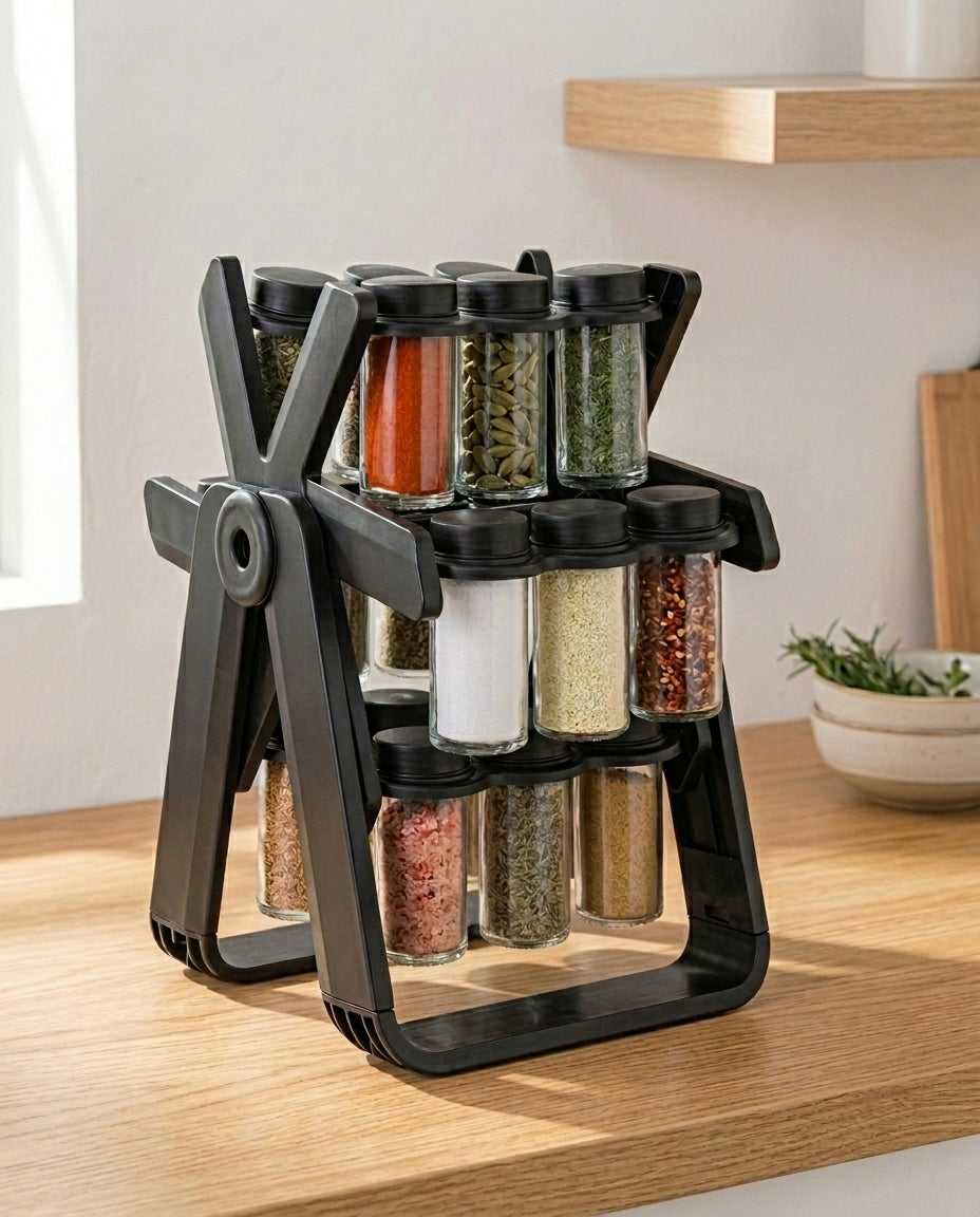 Roterende Krydderhylle | 16 Glass Kjøkkenkarusell